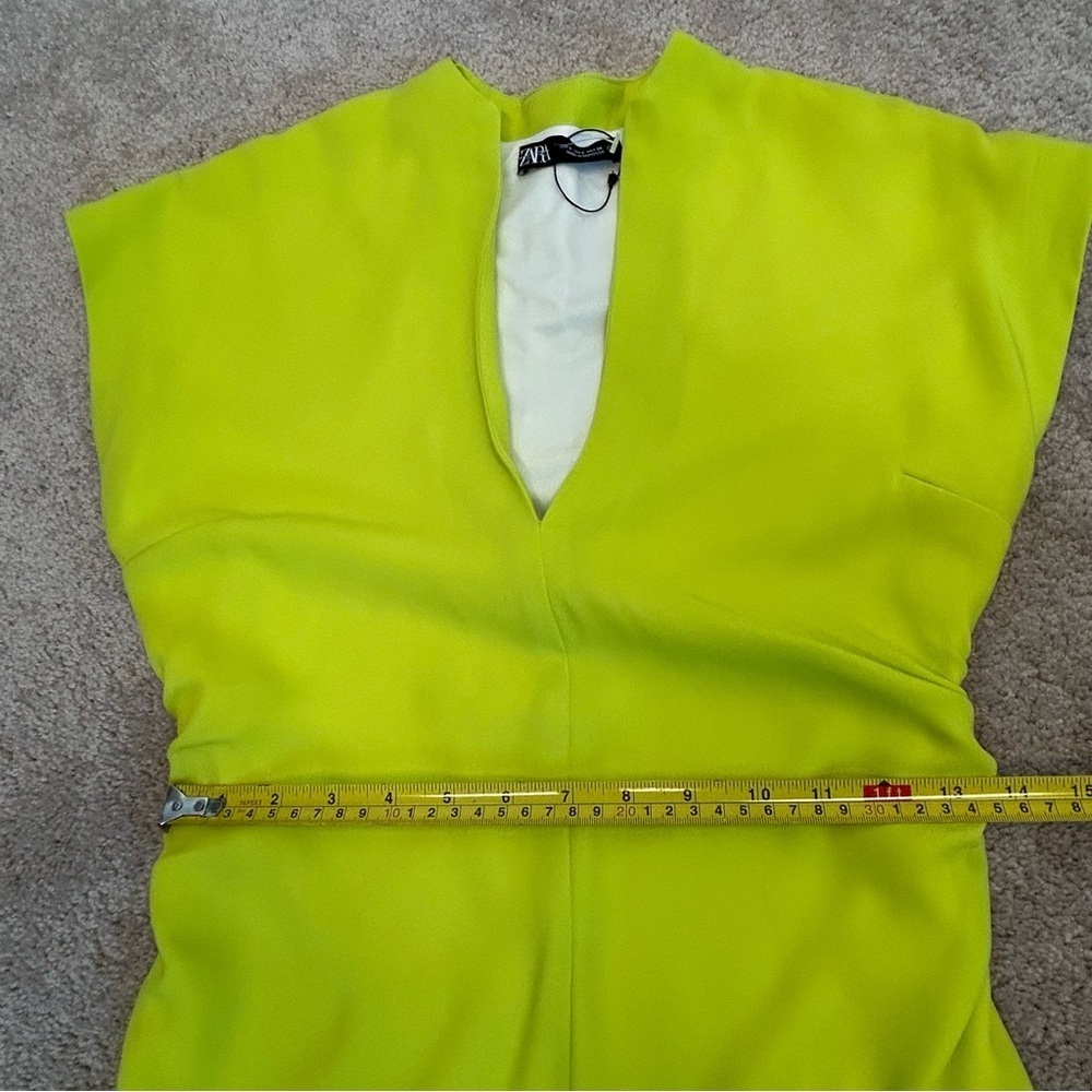 Zara Women's lime green short sleeve V-neck bodycon Cocktail Dress Sz S NWOT - Picture 11 of 14
